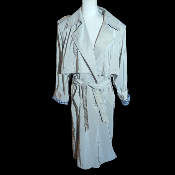 Vtg Talbots Long Capeback Classic Light Tan Trench Coat old Money Luxury Sz 12 - Picture 1 of 15